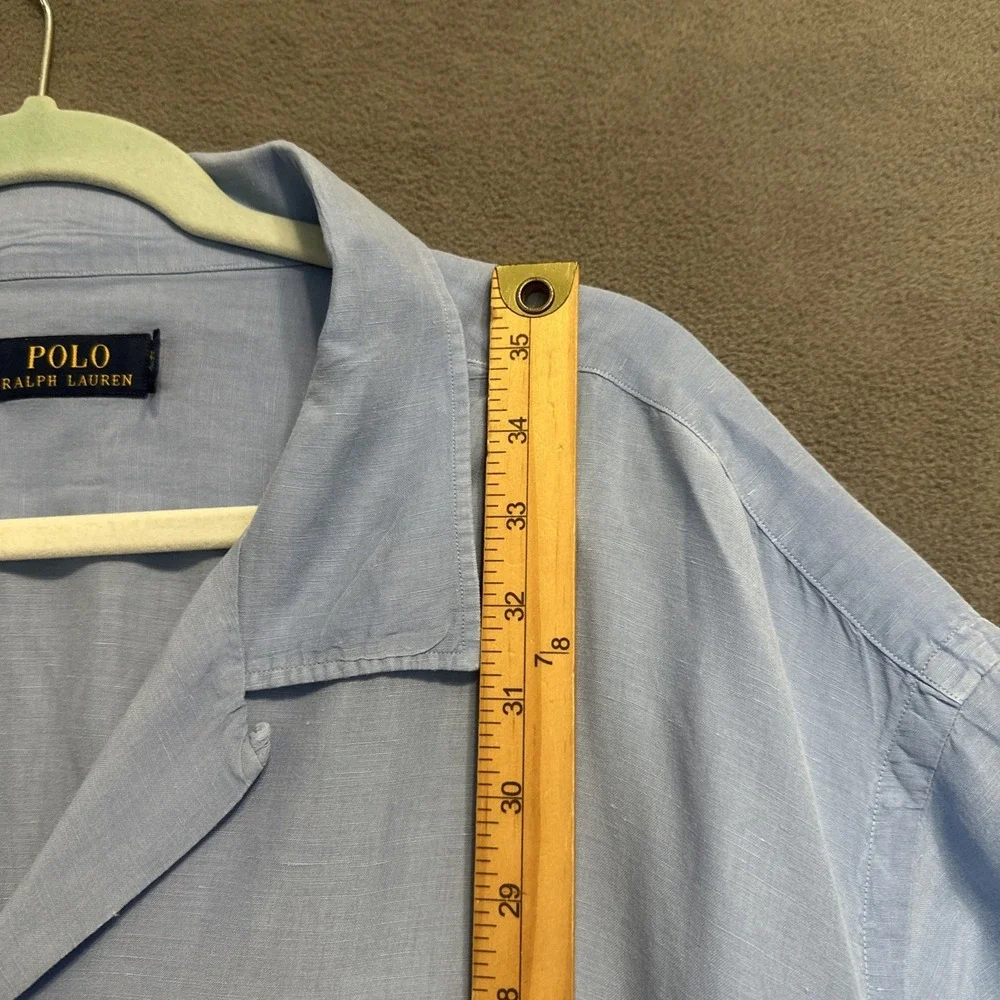 Polo Ralph Lauren Linen Silk Camp Shirt Loop Collar Big & Tall 3XLT Blue *read